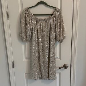 Silver and gold  Sequin Off-Shoulder Dress